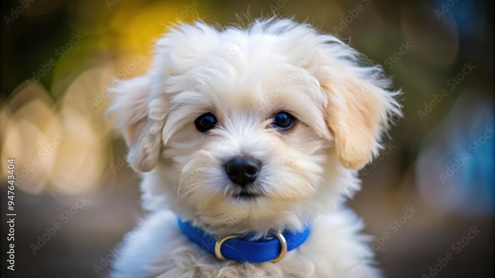 This adorable Fluffy White Pup wears a bright blue collar, adding a pop of color to its already irresistible puppy charm and playful demeanor. This adorable Fluffy White Pup wears a bright blue collar, adding a pop of color to its already irresistible puppy charm and playful demeanor.