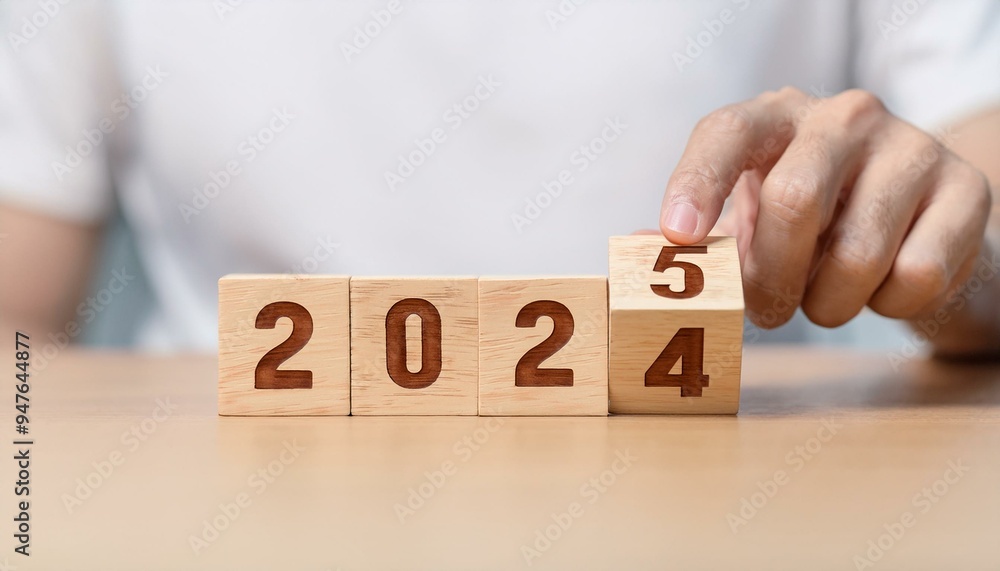 Naklejka premium Welcoming 2025: Preparing for Success with a Flip from 2024