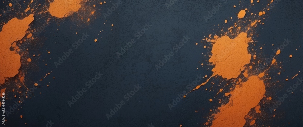 Abstract Artwork with Orange Splatter on Black Background Abstract Artwork with Orange Splatter on Black Background