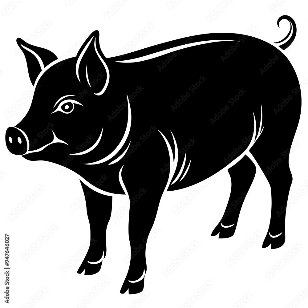 Pig Silhouette Black Vector Pig Silhouette Black Vector