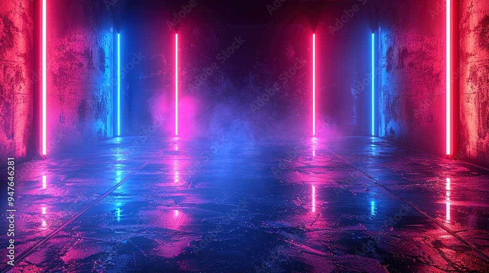 3d technology abstract neon light background, empty space scene, spotlight, dark night, virtual reality, cyber futuristic sci-fi background 3d technology abstract neon light background, empty space scene, spotlight, dark night, virtual reality, cyber futuristic sci-fi background