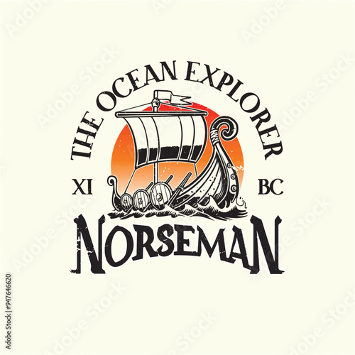 The Ocean Explorer is a Viking ship logo vector Illustration