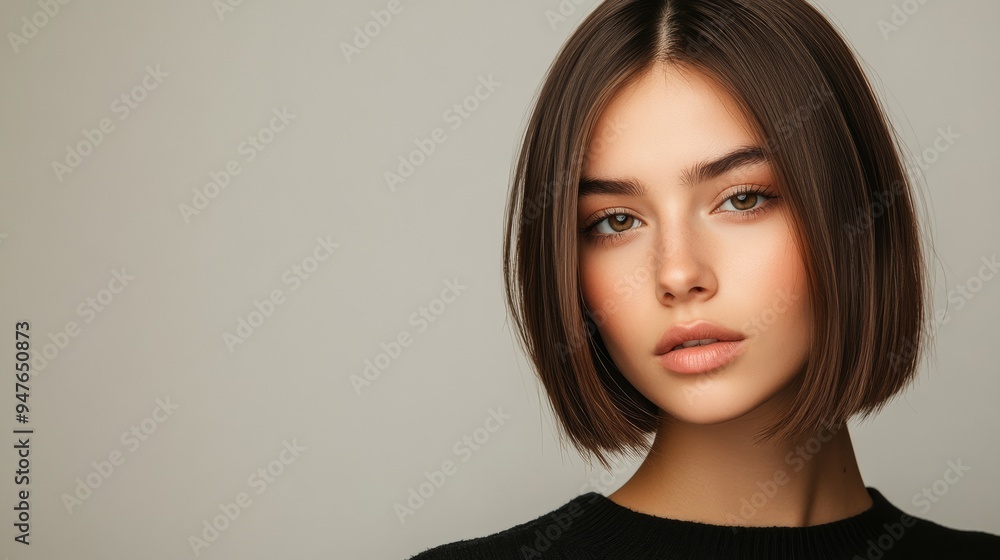 A stunning young woman gazes directly at the viewer her flawless complexion glowing in soft natural light highlighting her striking features and effortless elegance A stunning young woman gazes directly at the viewer her flawless complexion glowing in soft natural light highlighting her striking features and effortless elegance