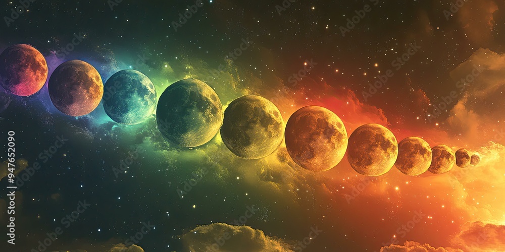 Celestial bodies in a starry sky. Celestial bodies in a starry sky.