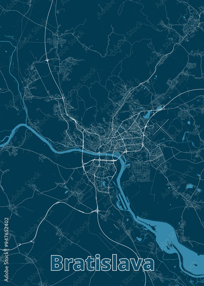 Bratislava, Slovakia artistic blueprint map poster Bratislava, Slovakia artistic blueprint map poster