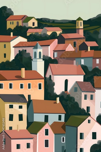 Colorful Village Illustration