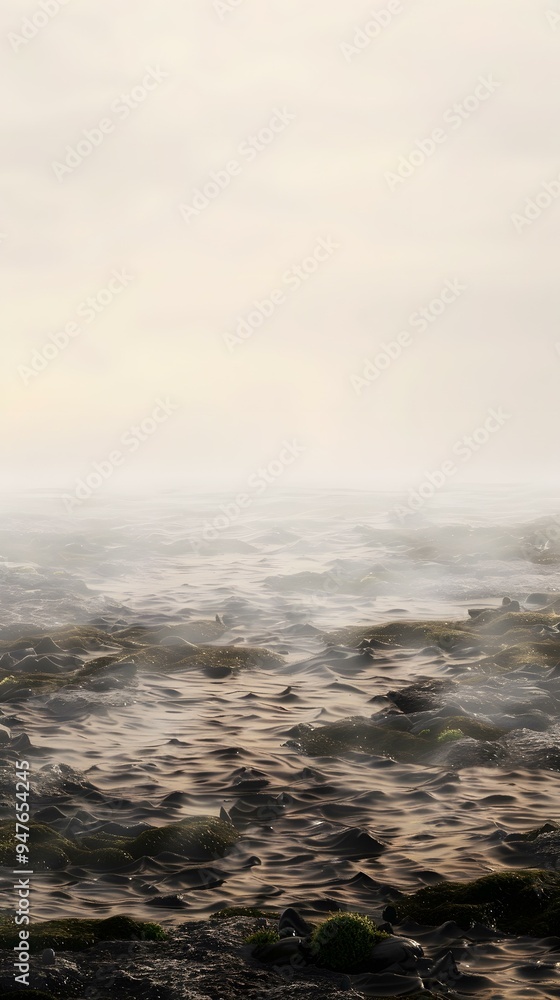 Foggy Landscape With Moss Covered Rocks Foggy Landscape With Moss Covered Rocks