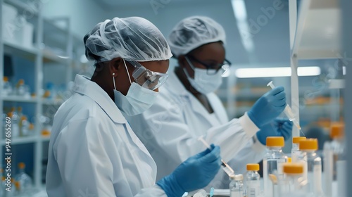 Medical staff preparing vaccine in a clinic