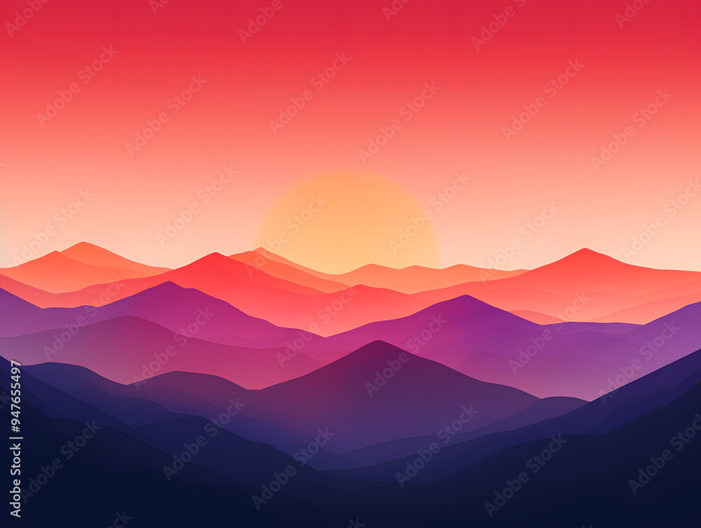 Fototapeta premium Mountain Sunrise Gradient