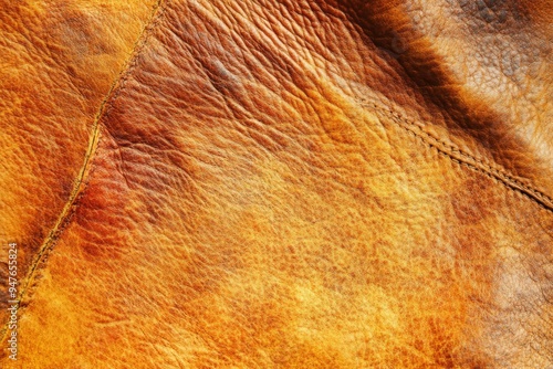 Wallpaper Mural Vintage Orange Leather Texture With Natural Wrinkles and Stitching Detail Torontodigital.ca