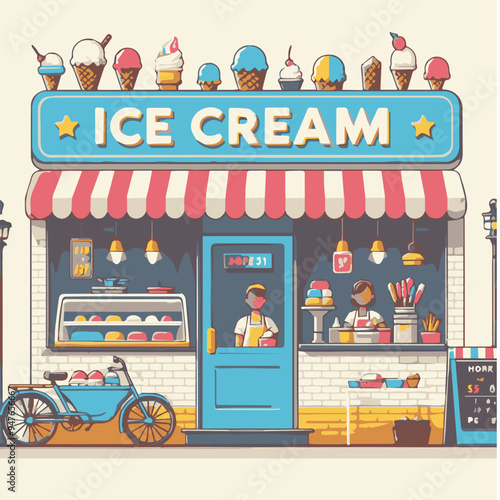 Vector Art of Ice-Cream Cart