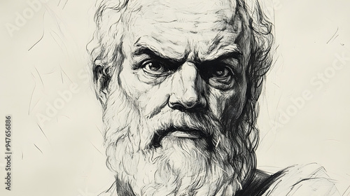 Pencil sketch of Sophocles - Known for Oedipus Rex.