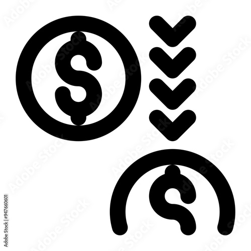 depreciation, reduction, value, inflation, business outline icon