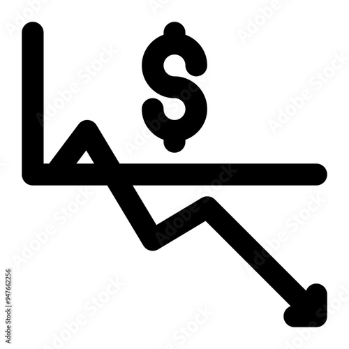 recession, economic, severe decline, dropping, business outline icon