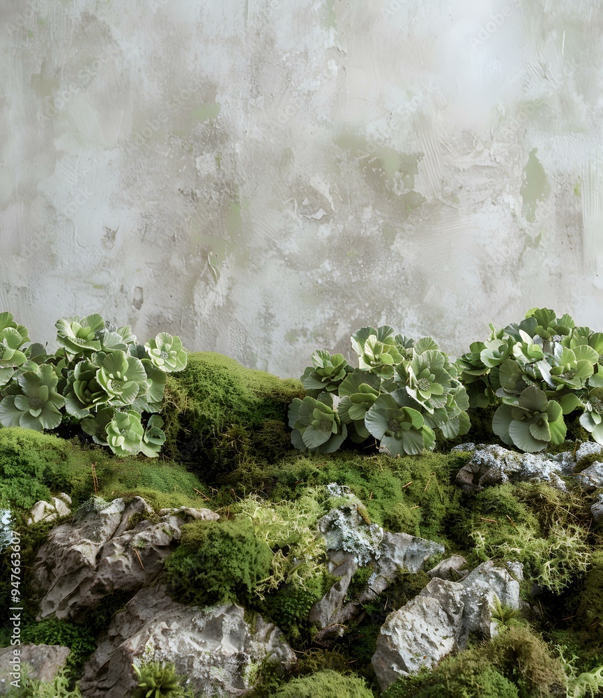Naklejka premium Green Moss and Rock Wall Background