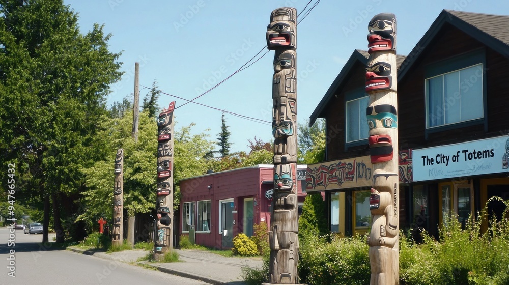 Obraz premium Totem Poles in the City of Totems