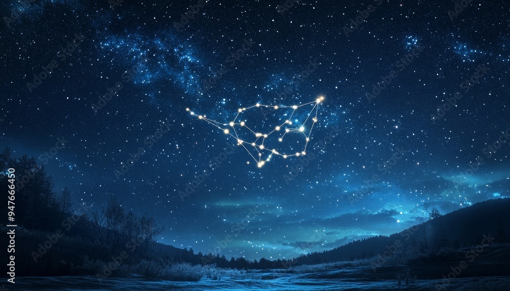 Obraz premium Stunning digital art of the glowing sagittarius constellation in a starry night sky