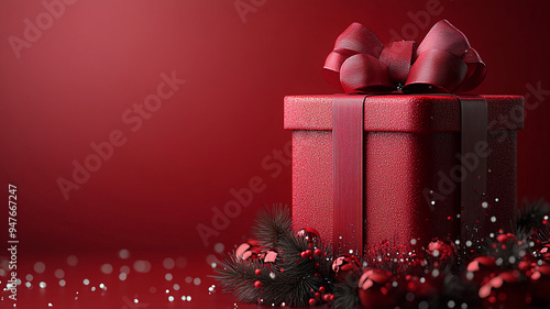 Special offer sale banner with a gift box on red background, 3D animation vector illustration for social media and website promotional use. photo