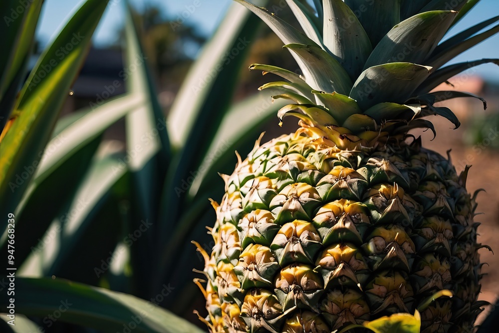A highly details of pineapple, hight contrast in the afternoon A highly details of pineapple, hight contrast in the afternoon