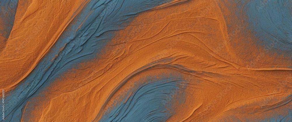 Abstract Texture of Swirling Orange and Blue Paint Abstract Texture of Swirling Orange and Blue Paint