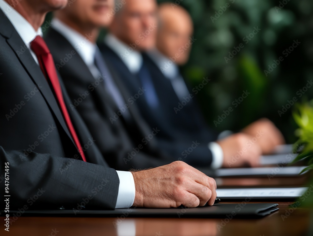 Fototapeta premium Business summit with focus on global leaders, formal setting, highlevel strategic planning