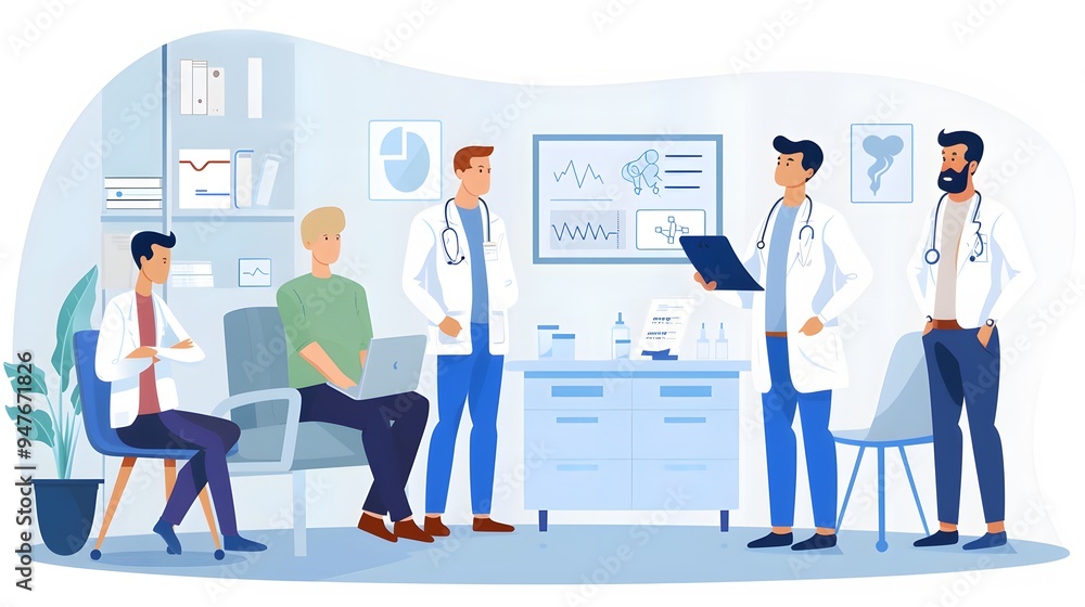 Doctor and Patients in Examination Room Doctor and Patients in Examination Room