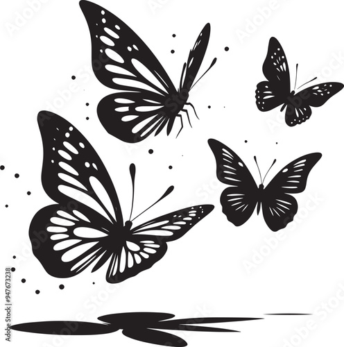 Beautiful butterfly insect silhouette illustration isolated on a white background