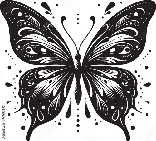 Beautiful butterfly insect silhouette illustration isolated on a white background