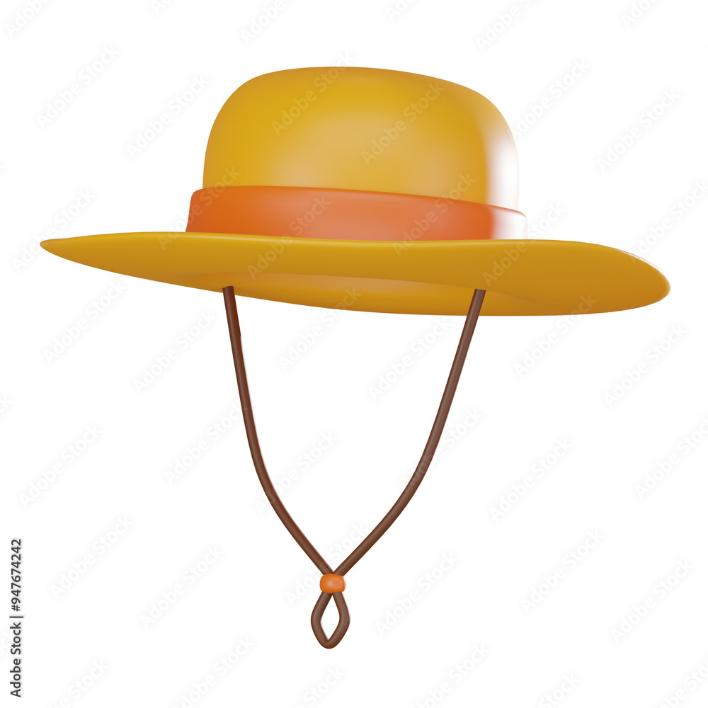 Farmer's Straw Hat 3D Illustration, Icon for Rural and Agricultural Projects Farmer's Straw Hat 3D Illustration, Icon for Rural and Agricultural Projects