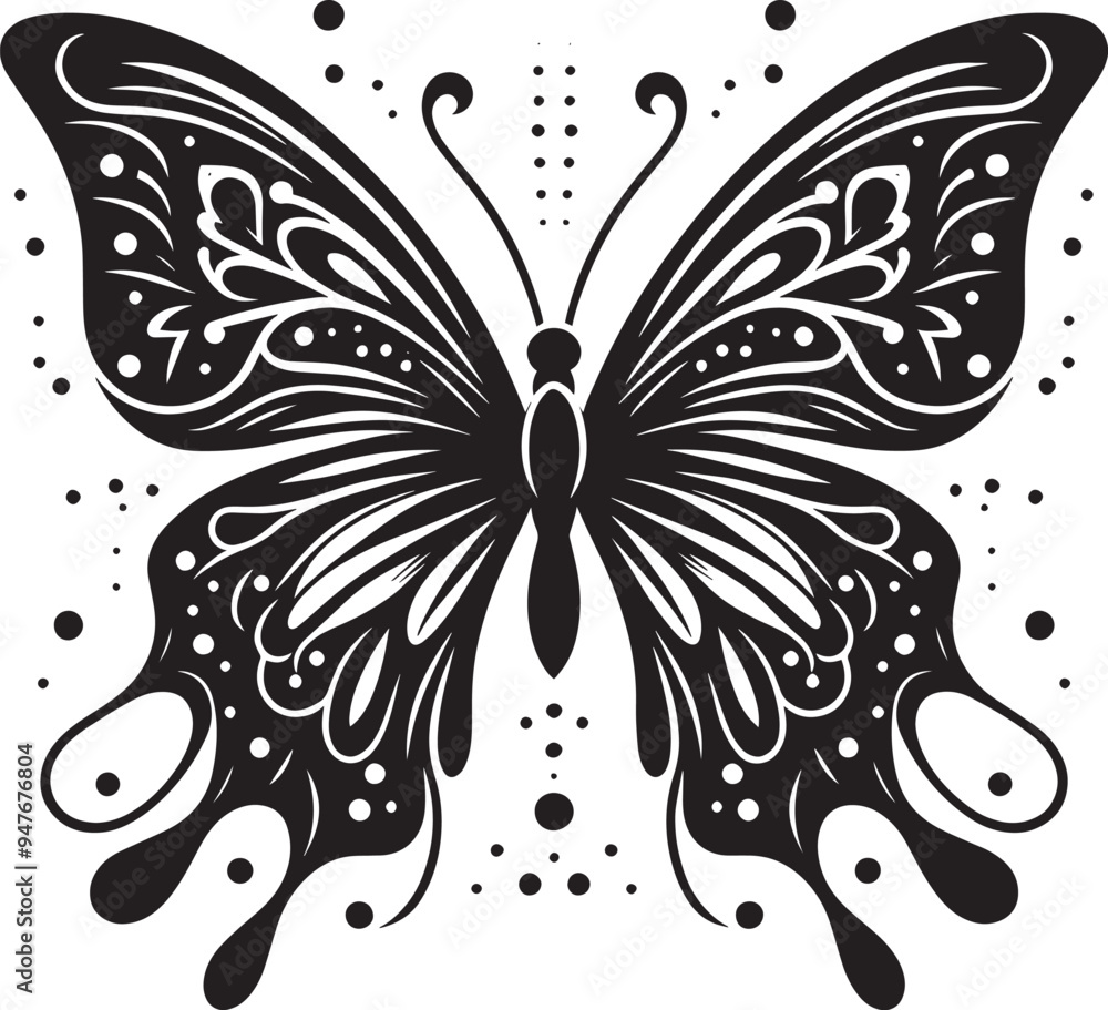 Beautiful butterfly insect silhouette illustration isolated on a white background Beautiful butterfly insect silhouette illustration isolated on a white background