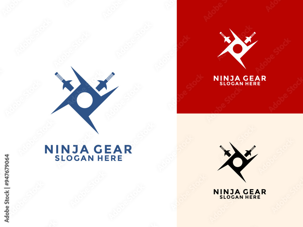 Ninja Weapons logo vector design concept, Ninja Shuriken logo design template Ninja Weapons logo vector design concept, Ninja Shuriken logo design template