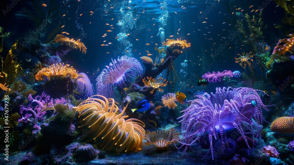 A vibrant lionfish displaying its striking fins in the coral reef A vibrant lionfish displaying its striking fins in the coral reef