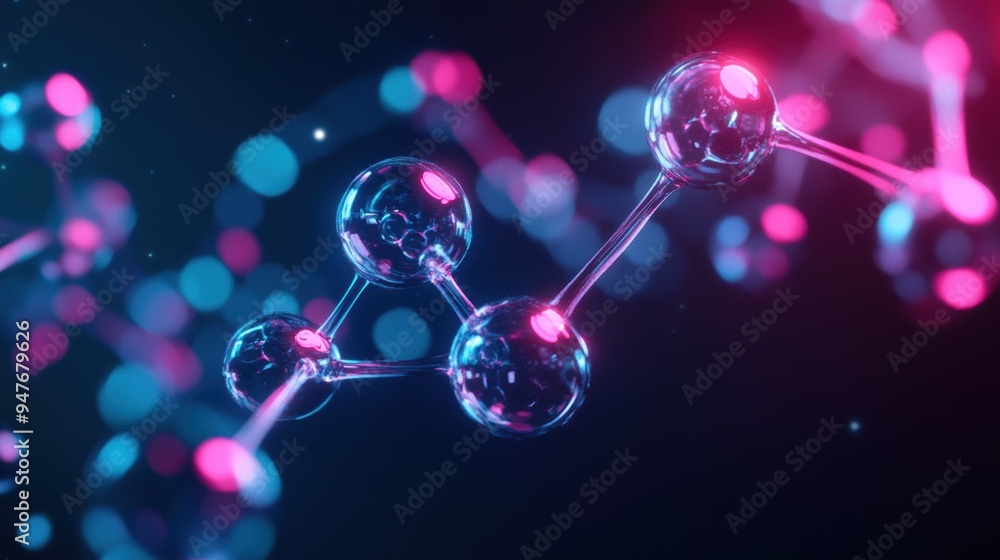 A futuristic biology holograph displaying taxonomy and biochemistry molecules. A futuristic biology holograph displaying taxonomy and biochemistry molecules.
