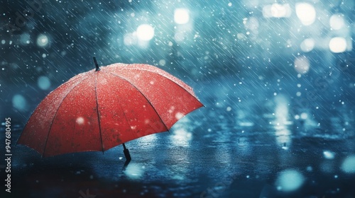 Wallpaper Mural Red Umbrella in the Rain Torontodigital.ca