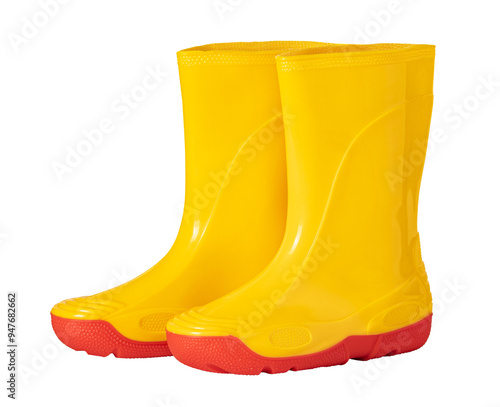yellow rubber boots Isolated on transparent background. png file