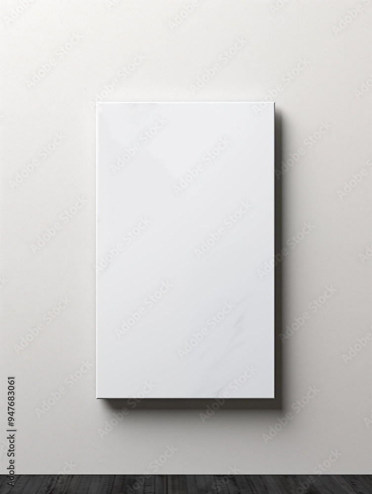 A vertical black frame mockup isolated on a white wall background. Generative ai A vertical black frame mockup isolated on a white wall background. Generative ai