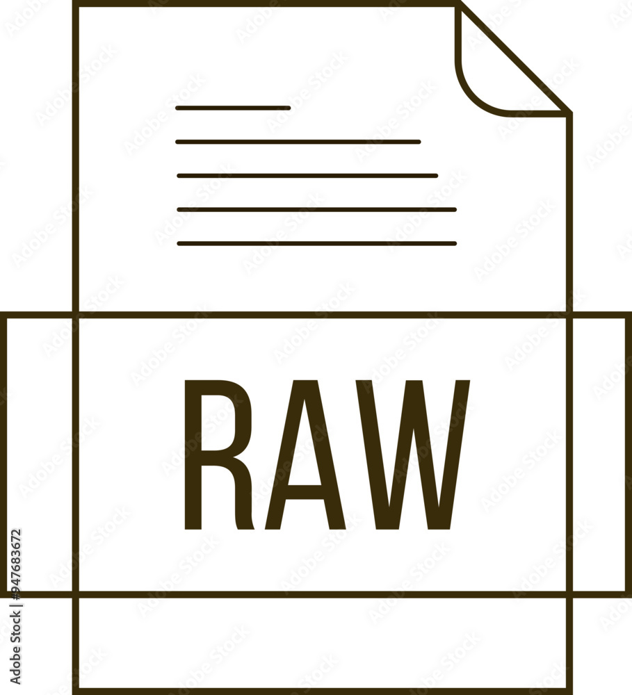 RAW File icon crisp thick outline sharp corners RAW File icon crisp thick outline sharp corners