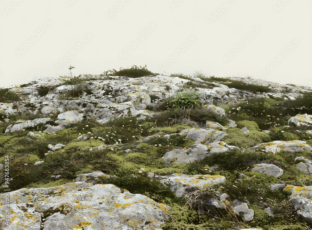 Rocky Landscape With Green Moss and Vegetation Rocky Landscape With Green Moss and Vegetation