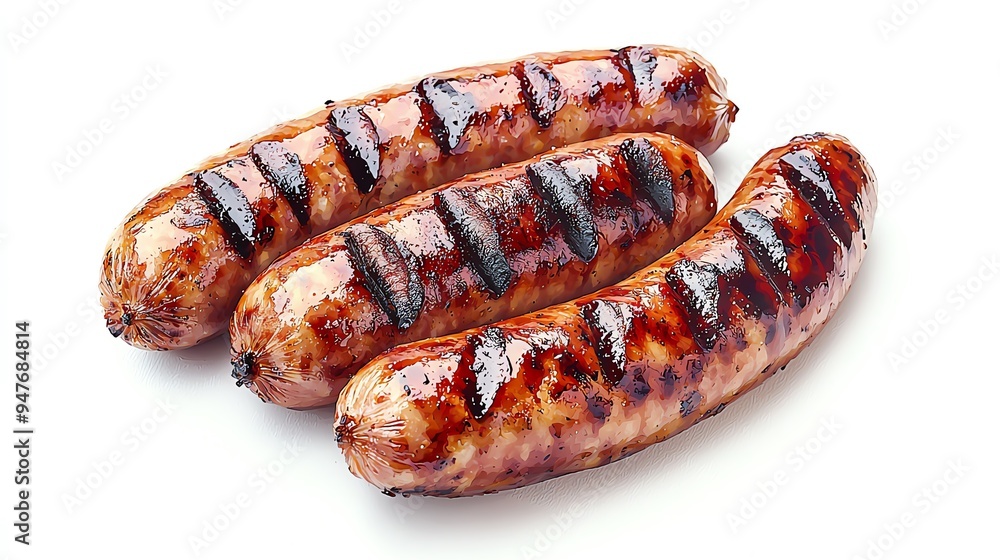 Grilled sausage trio with perfect char marks, showcasing juicy texture and tempting aroma, ideal for culinary visuals. Grilled sausage trio with perfect char marks, showcasing juicy texture and tempting aroma, ideal for culinary visuals.