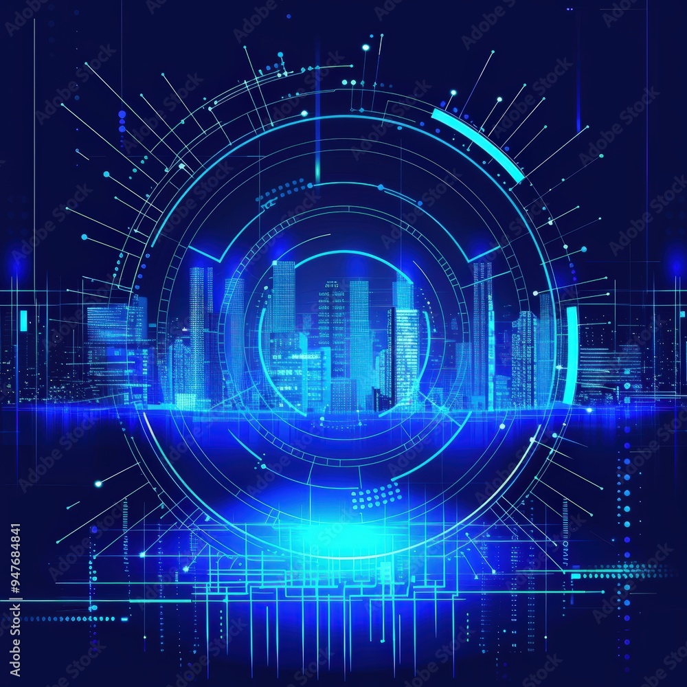 Obraz premium Cityscape in a digital world