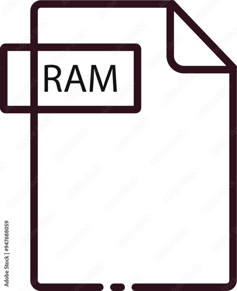 RAM File format minimal icon with black outline RAM File format minimal icon with black outline