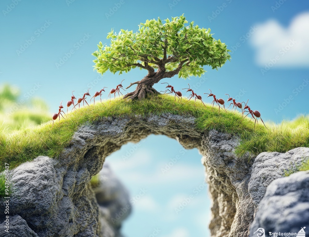 Ants Crossing A Bridge Formed By A Tree Ants Crossing A Bridge Formed By A Tree