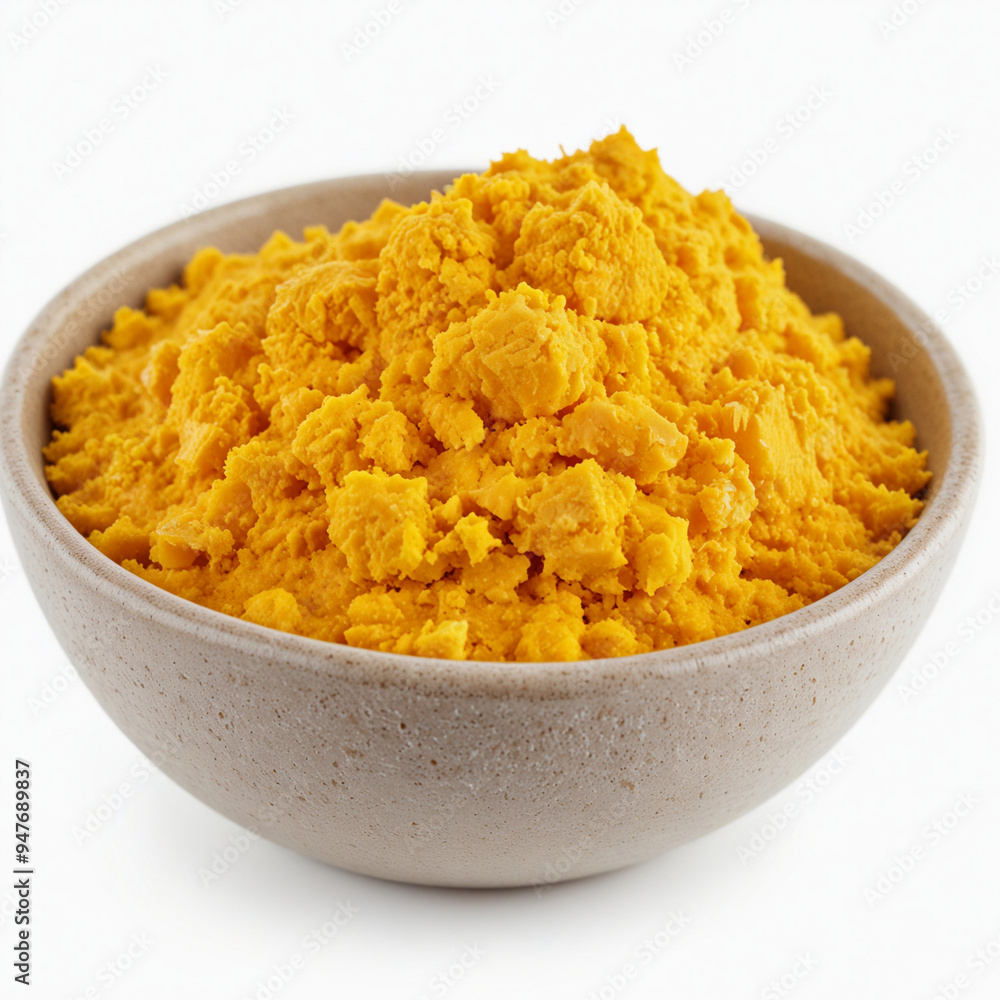Mashed turmeric, isolated on white background Mashed turmeric, isolated on white background