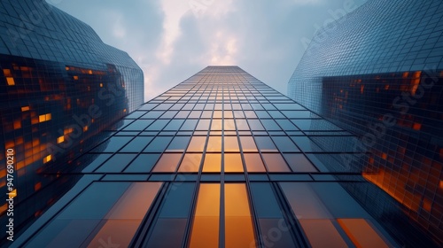 Wallpaper Mural A modern skyscraper with sleek glass facades reflecting the city skyline Torontodigital.ca