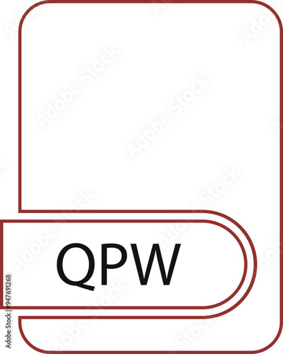 QPW File format icon black outline and light color