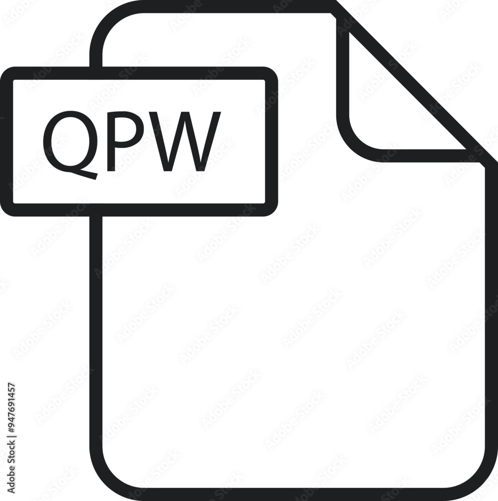 QPW File format icon rounded shapes outline QPW File format icon rounded shapes outline