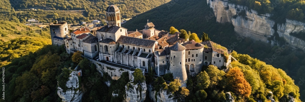 Obraz premium St. Anthony Abbey: Aerial View of Vercors, Isere, France
