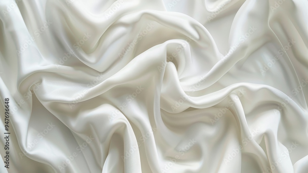 Abstract Close-Up of Draped White Satin Fabric Abstract Close-Up of Draped White Satin Fabric