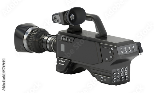 Professional video camera isolated on transparent background. 3D illustration