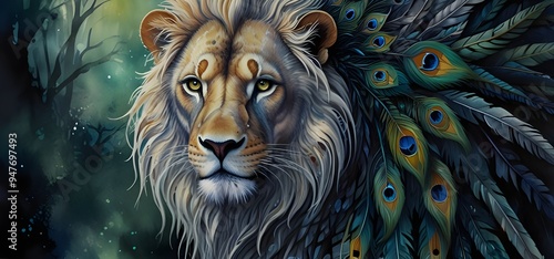 Lion's Mane, Serpent's Body, Ethereal Watercolor Chimera